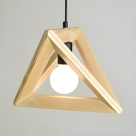 Modern Wooden Triangle Frame Dining Room Pendant Light Image - 2