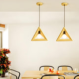 Modern Wooden Triangle Frame Dining Room Pendant Light Image - 4