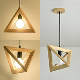 Modern Wooden Triangle Frame Dining Room Pendant Light Image - 5