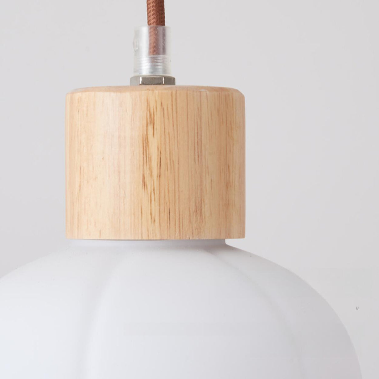 Modern Wooden Triple Milk Glass Ball Pendant Light Image - 12