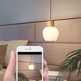 Modern Wooden Triple Milk Glass Ball Pendant Light Image - 13