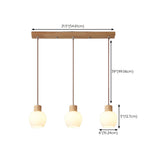 Modern Wooden Triple Milk Glass Ball Pendant Light Image - 15