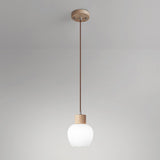 Modern Wooden Triple Milk Glass Ball Pendant Light Image - 2