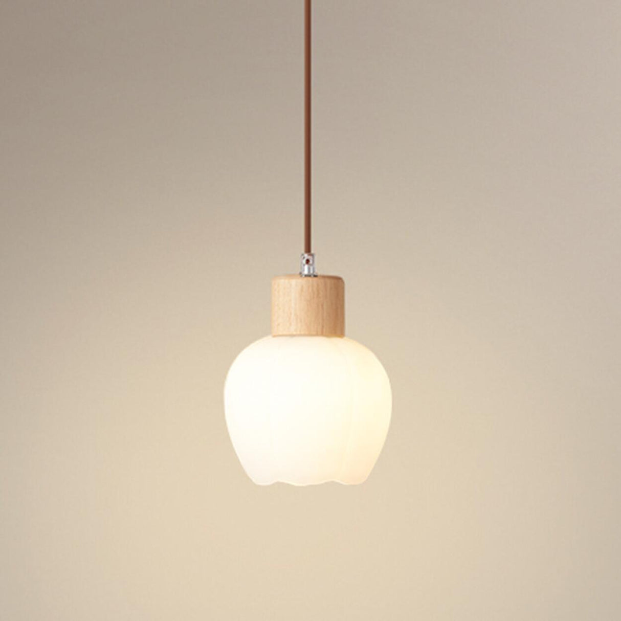 Modern Wooden Triple Milk Glass Ball Pendant Light Image - 8