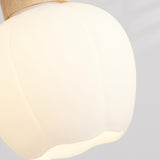 Modern Wooden Triple Milk Glass Ball Pendant Light Image - 9