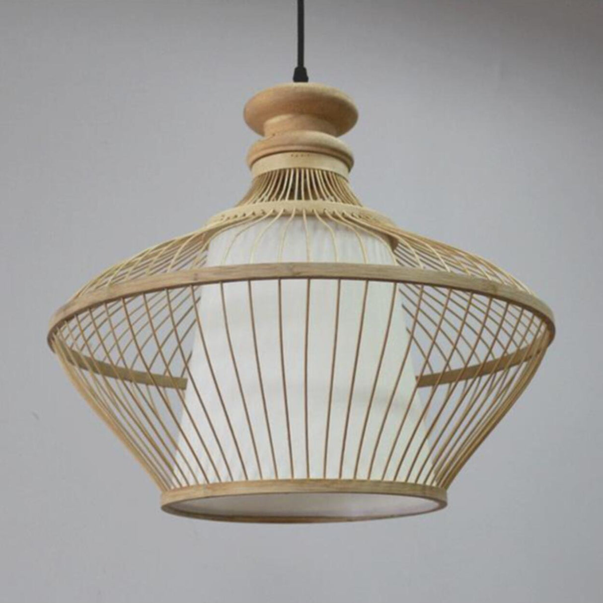 Modern Woven Bamboo Geometric Artistic Twist Pendant Light Image - 12