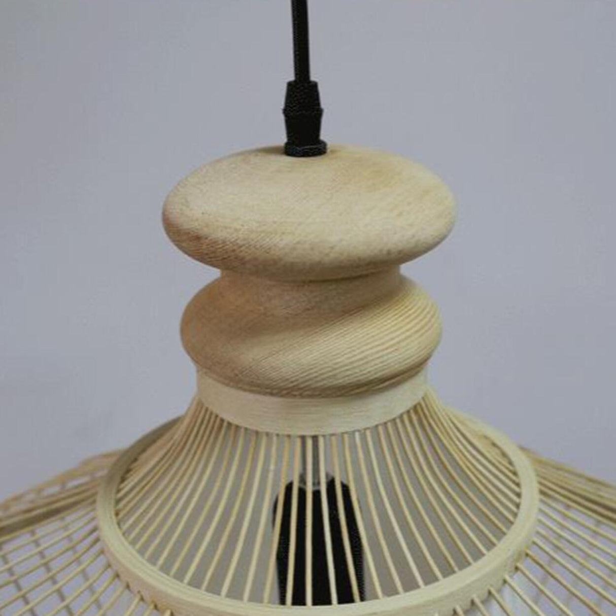 Modern Woven Bamboo Geometric Artistic Twist Pendant Light Image - 14