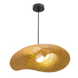 Modern Woven Bamboo Geometric Artistic Twist Pendant Light Image - 6