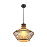 Modern Woven Bamboo Geometric Artistic Twist Pendant Light Image - 8