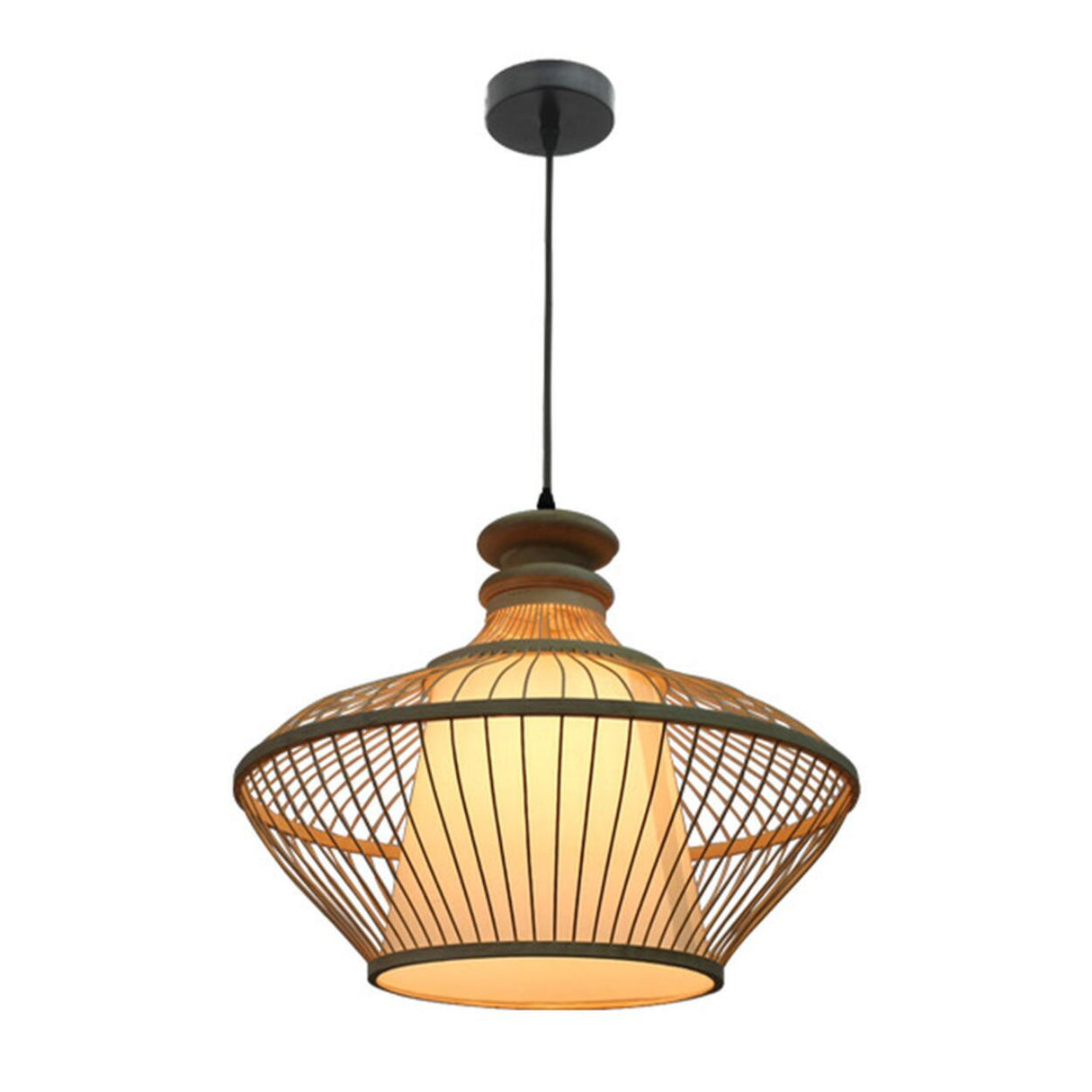 Modern Woven Bamboo Geometric Artistic Twist Pendant Light Image - 9