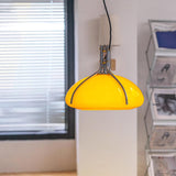 Modern Yellow Casual Metal White Glass Dome Pendant Light Image - 1