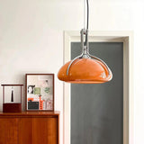 Modern Yellow Casual Metal White Glass Dome Pendant Light Image - 3