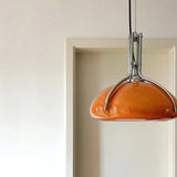 Modern Yellow Casual Metal White Glass Dome Pendant Light Image - 4