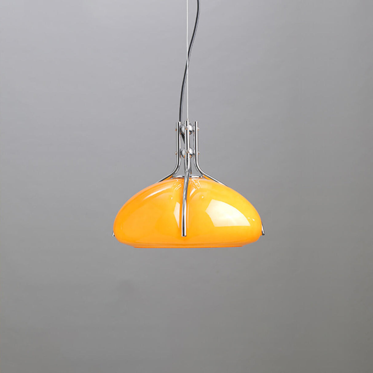 Modern Yellow Casual Metal White Glass Dome Pendant Light Image - 6