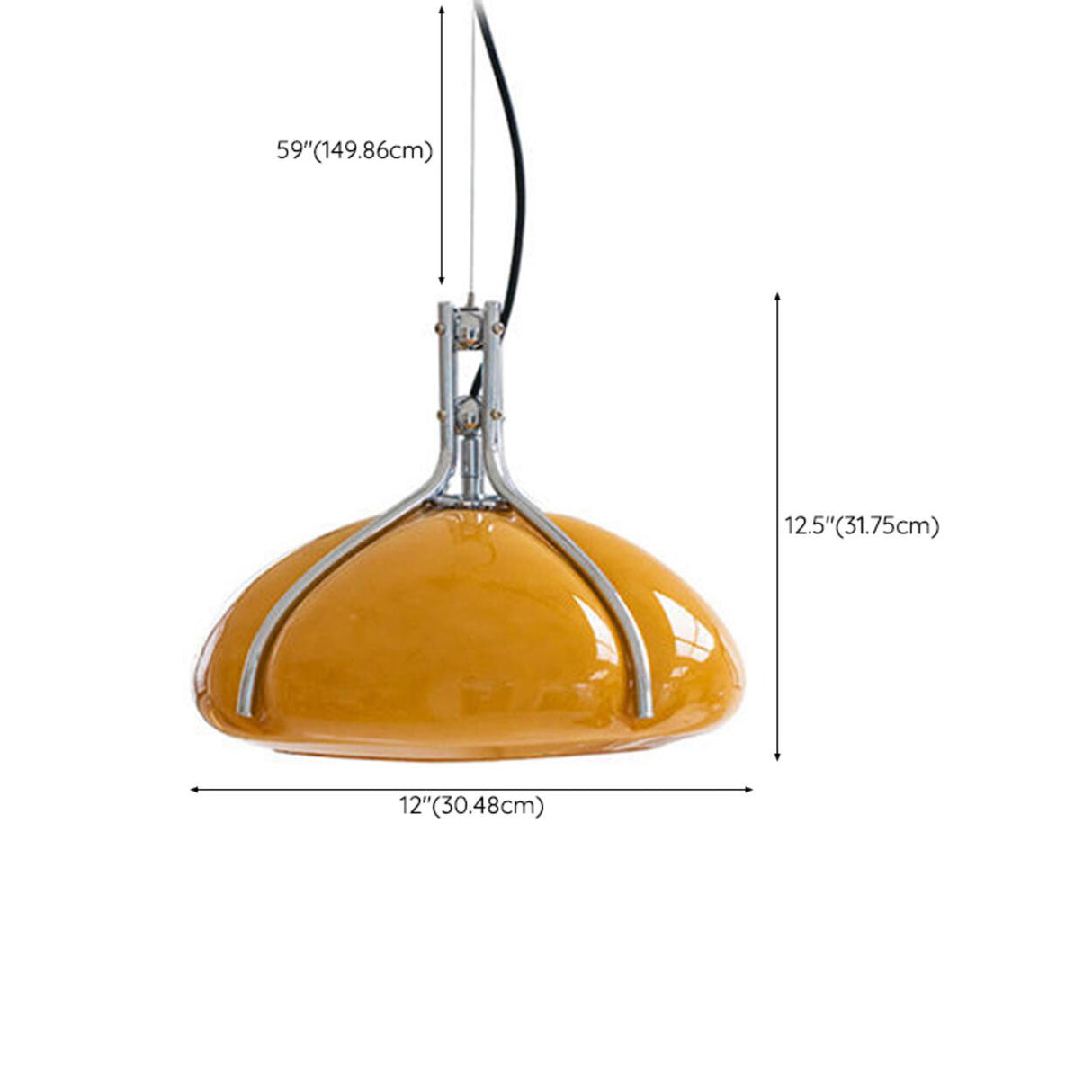 Modern Yellow Casual Metal White Glass Dome Pendant Light 