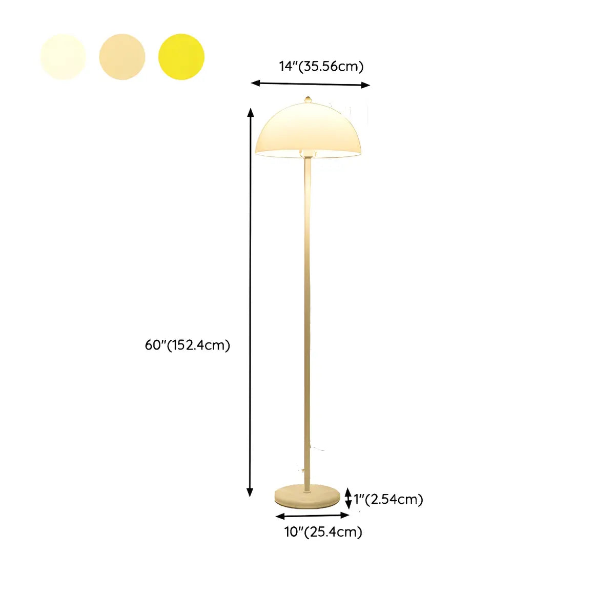 Modern Yellow Dome Metal Living Room Floor Lamp 