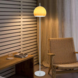 Modern Yellow Dome Shade Column Metal Floor Lamp Image - 1