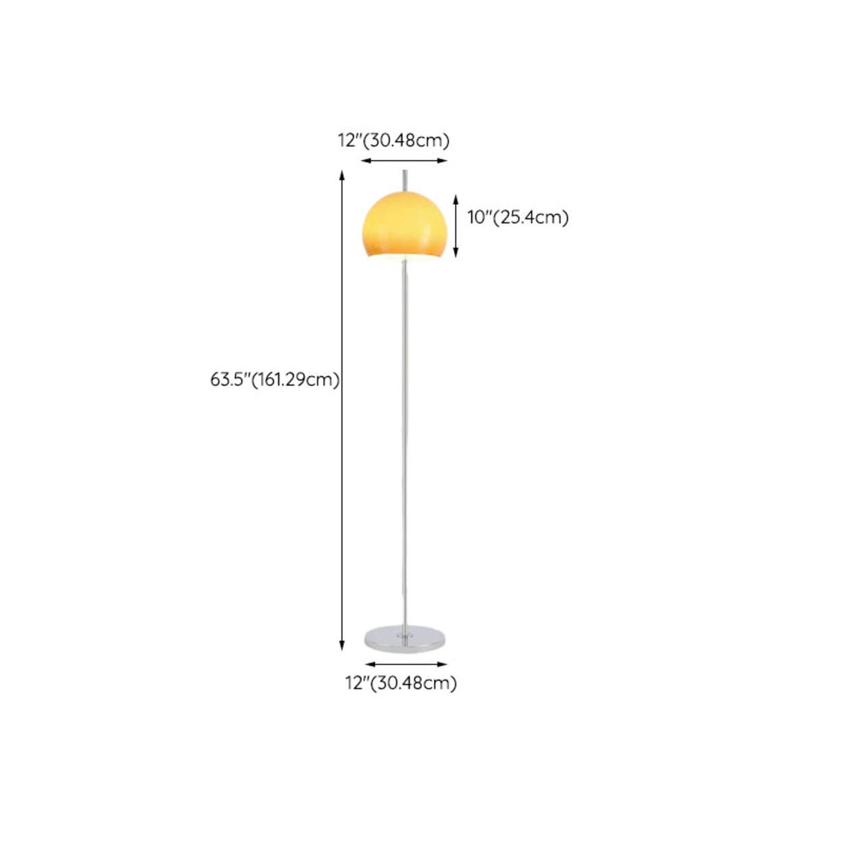 Modern Yellow Dome Shade Column Metal Floor Lamp 