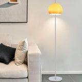 Modern Yellow Dome Shade Column Metal Floor Lamp Image - 3