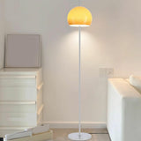 Modern Yellow Dome Shade Column Metal Floor Lamp Image - 5