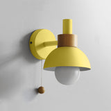 Modern Yellow Dome Study Wall Sconce with Pull Chain Image - 3