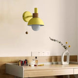 Modern Yellow Dome Study Wall Sconce with Pull Chain Image - 4