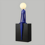 Modern Yellow Statue Abstract Resin LED Floor Lamp Image - 10