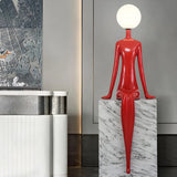 Modern Yellow Statue Abstract Resin LED Floor Lamp Image - 3