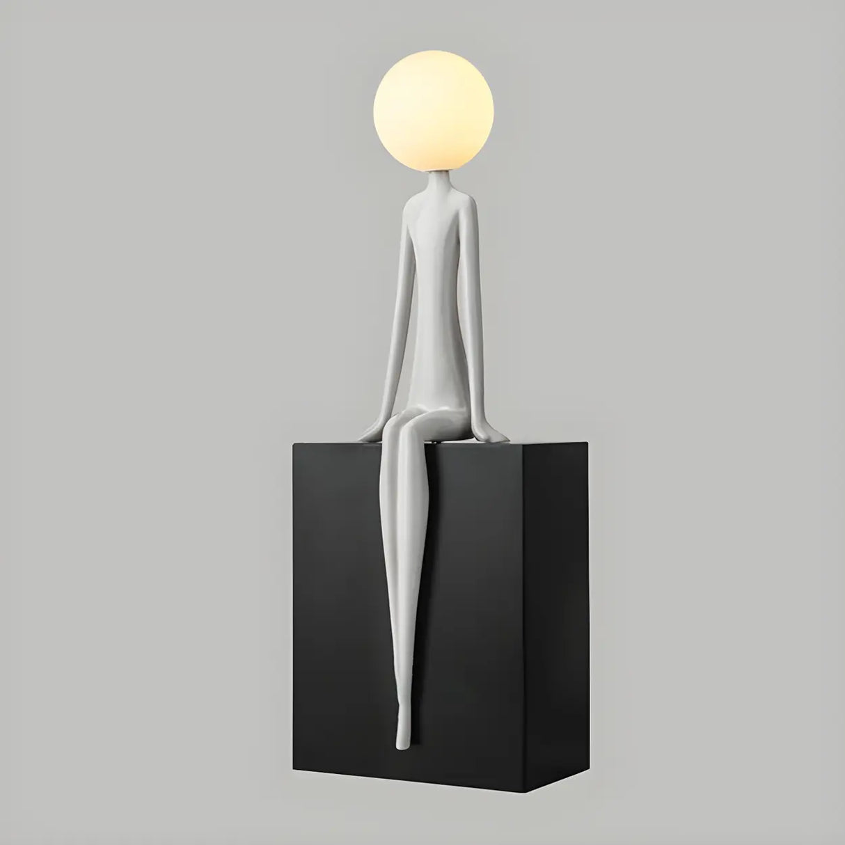 Modern Yellow Statue Abstract Resin LED Floor Lamp Image - 7