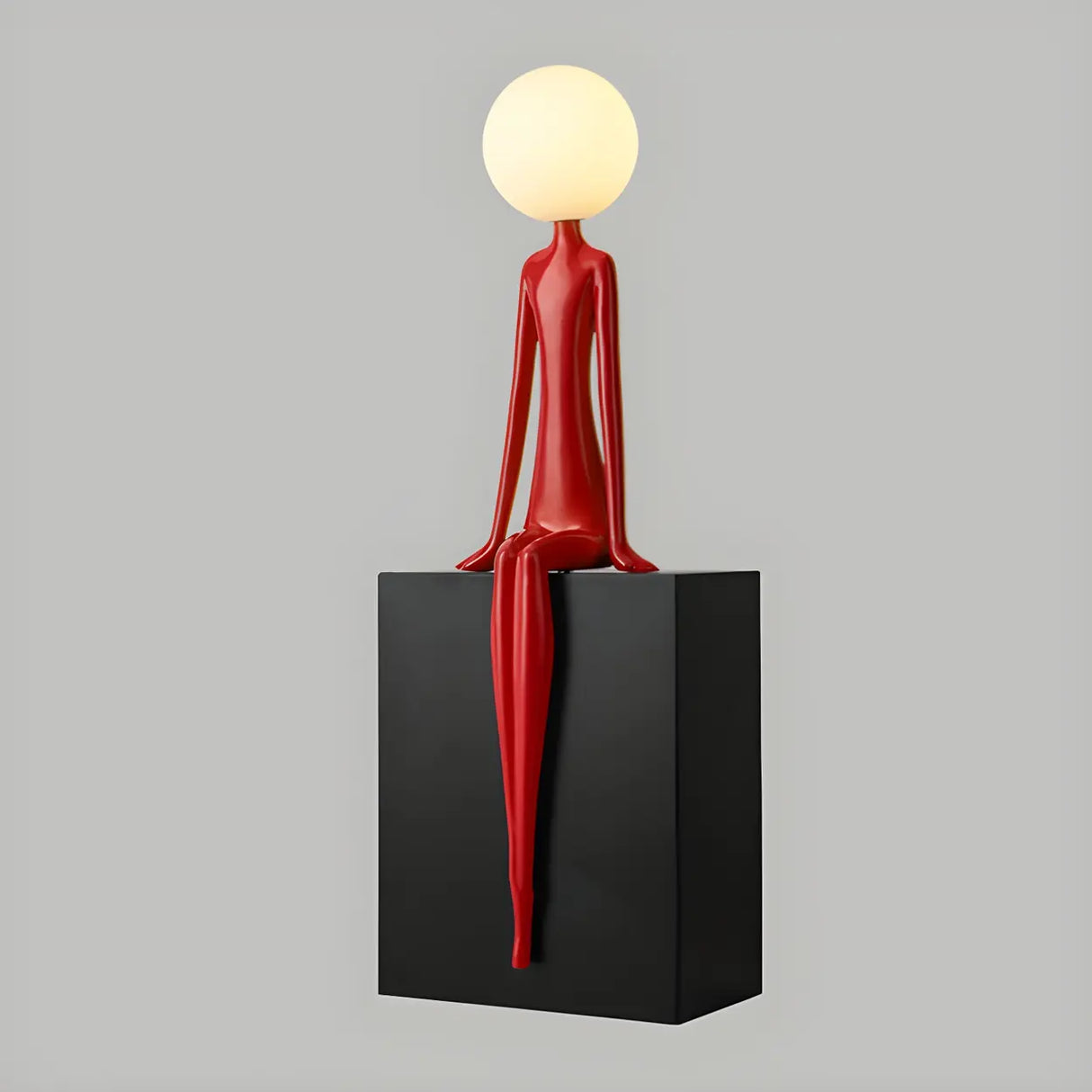 Modern Yellow Statue Abstract Resin LED Floor Lamp Image - 8