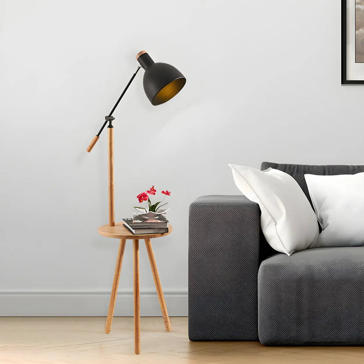 Modernist Dome Adjustable Arm LED Metal Floor Lamp Image - 1