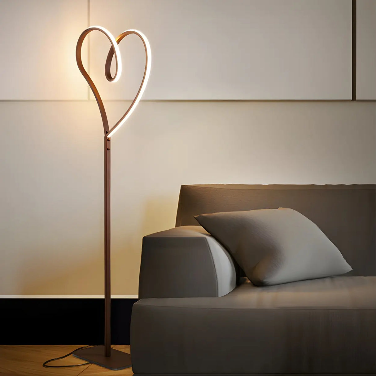 Modernist Heart LED Metal and Acrylic Coffee Floor Lamp Image - 2