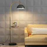 Modish Adjustable Gold Dome Arc Floor Lamp with Shelf Image - 2