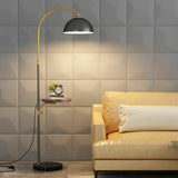 Modish Adjustable Gold Dome Arc Floor Lamp with Shelf Image - 4