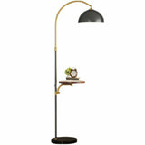 Modish Adjustable Gold Dome Arc Floor Lamp with Shelf Image - 7