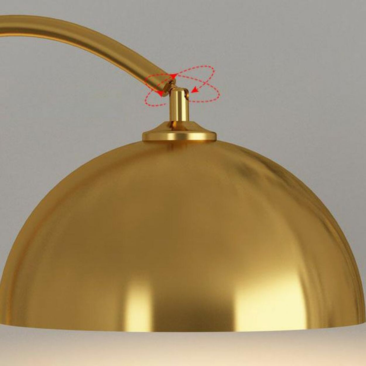 Modish Adjustable Gold Dome Arc Floor Lamp with Shelf Image - 9