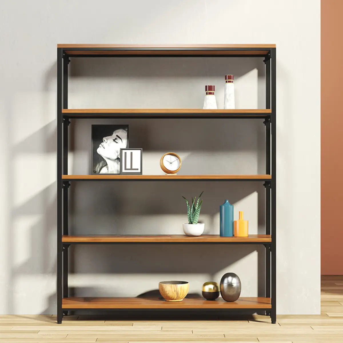 Modish Alloy Frame Rectangle Etagere Display Bookcase Image - 1