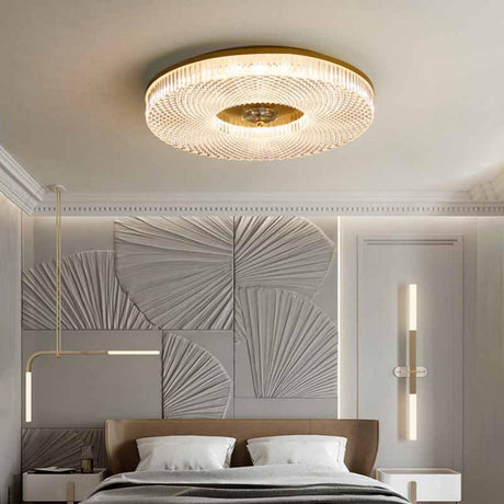 Modish Bedroom Gold Round LED Flush Mount Ceiling Light Image - 1