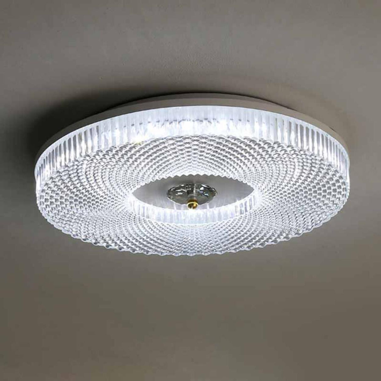 Modish Bedroom Gold Round LED Flush Mount Ceiling Light Image - 11