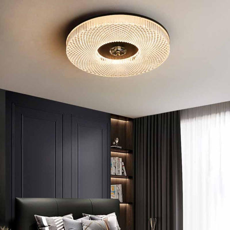 Modish Bedroom Gold Round LED Flush Mount Ceiling Light Image - 2