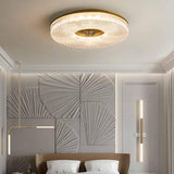 Modish Bedroom Gold Round LED Flush Mount Ceiling Light Image - 3