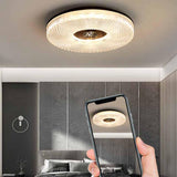 Modish Bedroom Gold Round LED Flush Mount Ceiling Light Image - 4