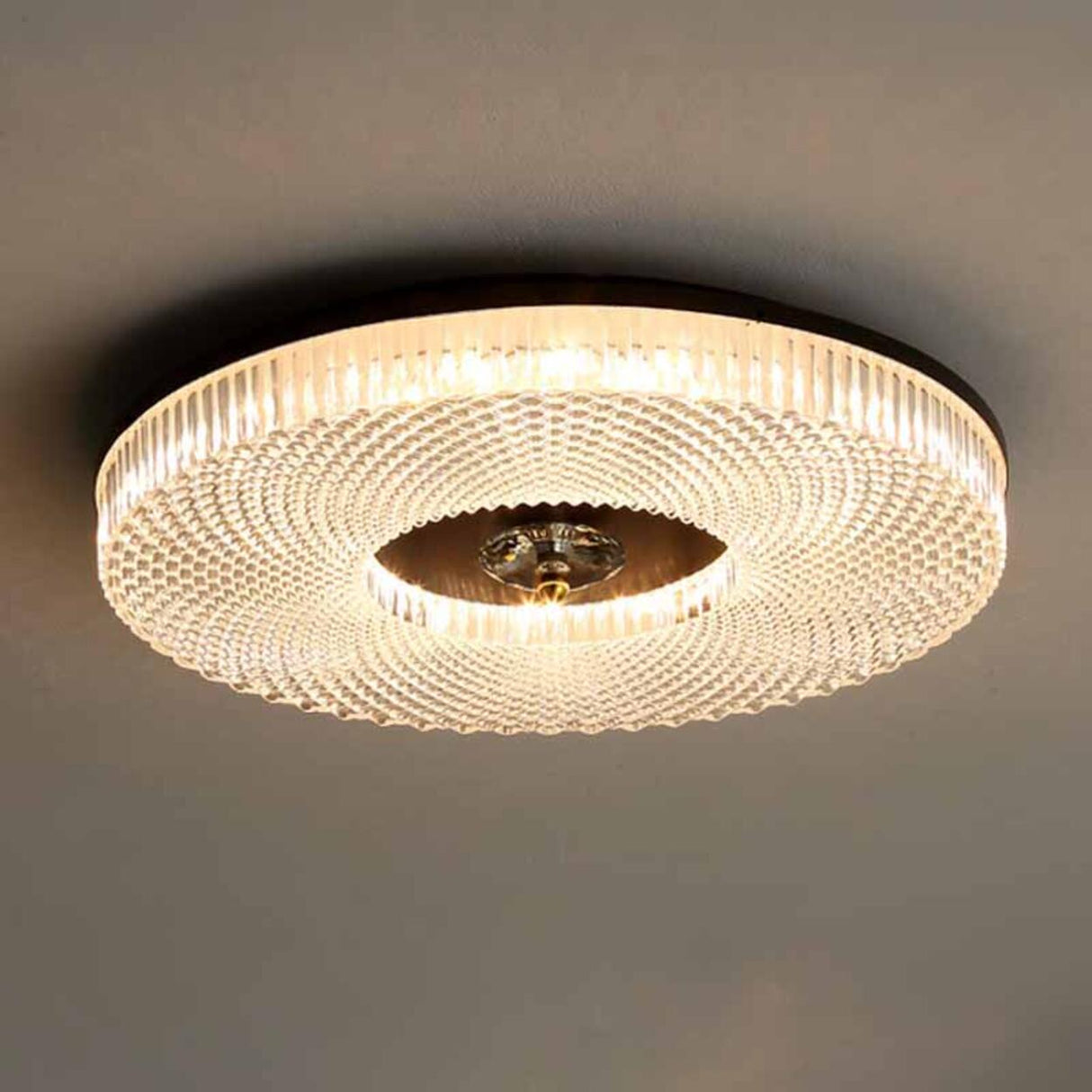 Modish Bedroom Gold Round LED Flush Mount Ceiling Light Image - 6