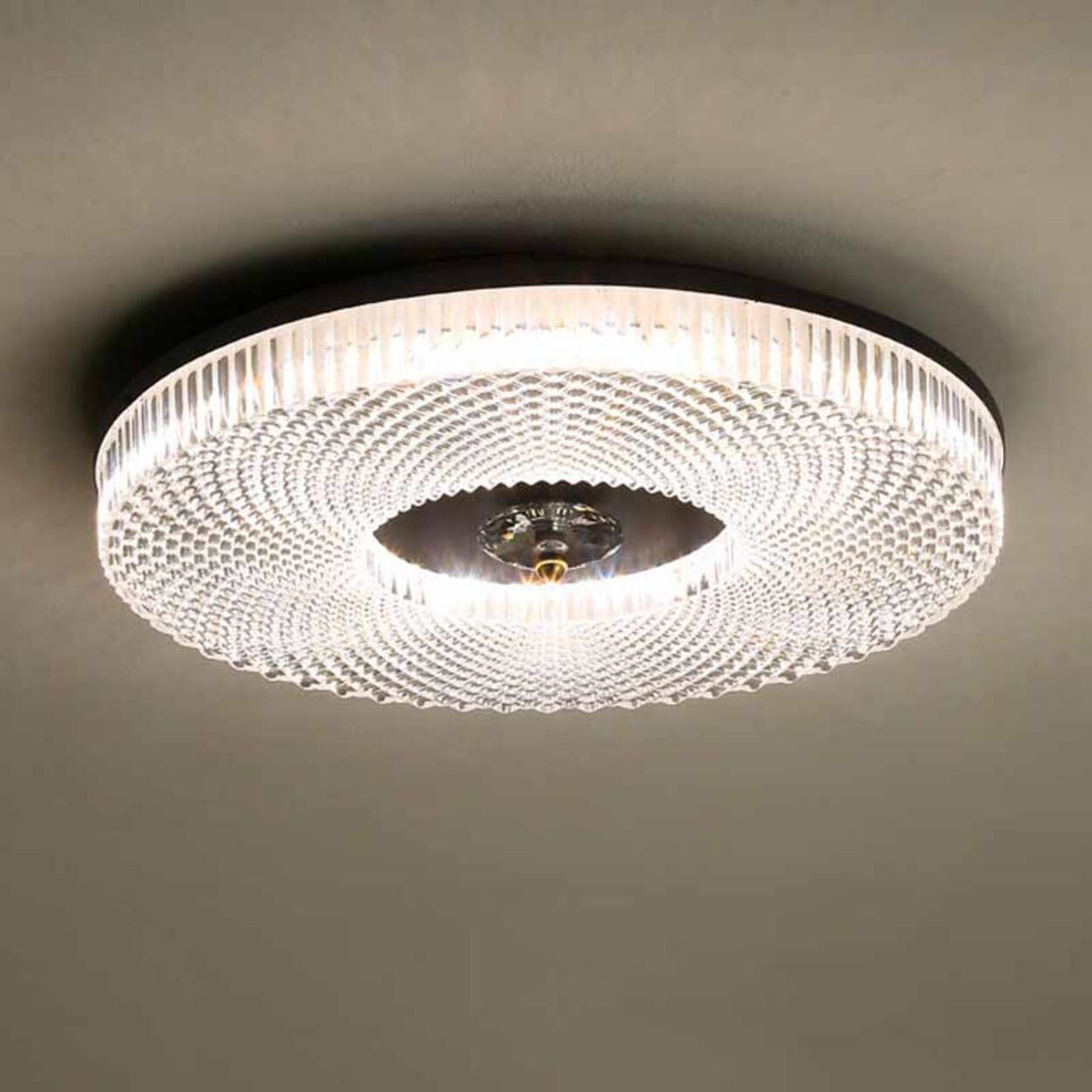 Modish Bedroom Gold Round LED Flush Mount Ceiling Light Image - 7