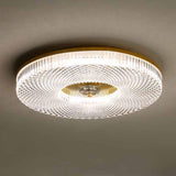 Modish Bedroom Gold Round LED Flush Mount Ceiling Light Image - 8