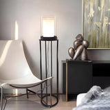 Modish Bedroom Metal Cylinder Black LED Floor Lamp Image - 2