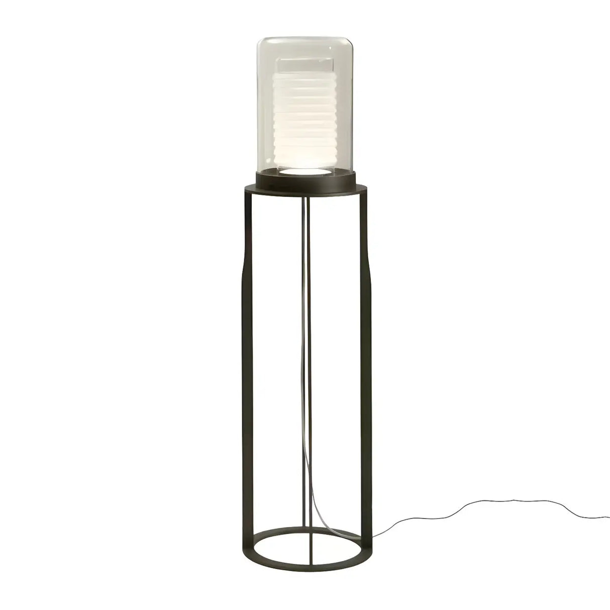 Modish Bedroom Metal Cylinder Black LED Floor Lamp Image - 6