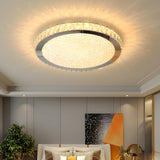 Modish Bedroom Round Crystal Flush Mount Ceiling Light Image - 1