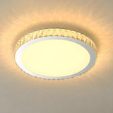 Modish Bedroom Round Crystal Flush Mount Ceiling Light Image - 13