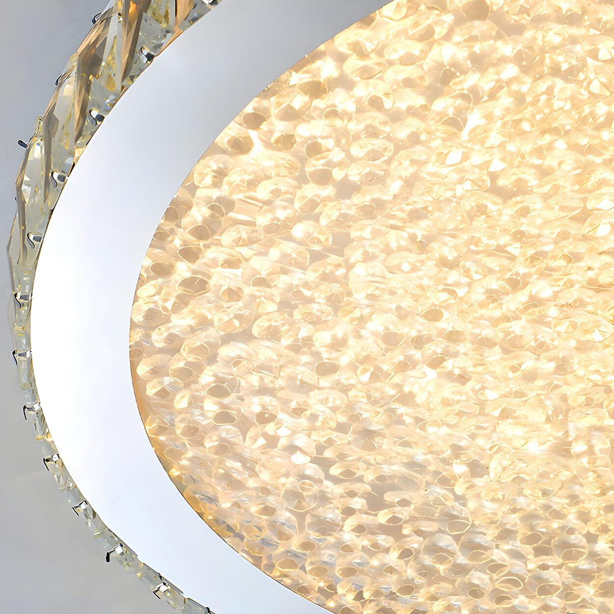 Modish Bedroom Round Crystal Flush Mount Ceiling Light Image - 19